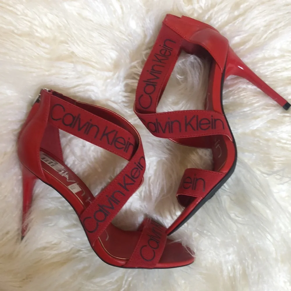 CALVIN KLEIN Red SALAS SANDALS - Picture 1 of 10